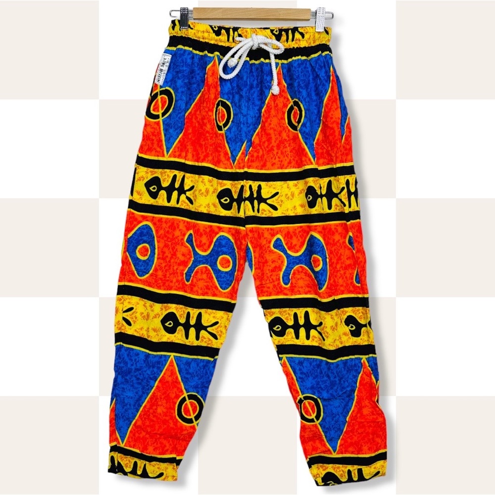 Mistah Dave High Waisted Tropical Religious Drawstring Groovy Summer Beach Pants